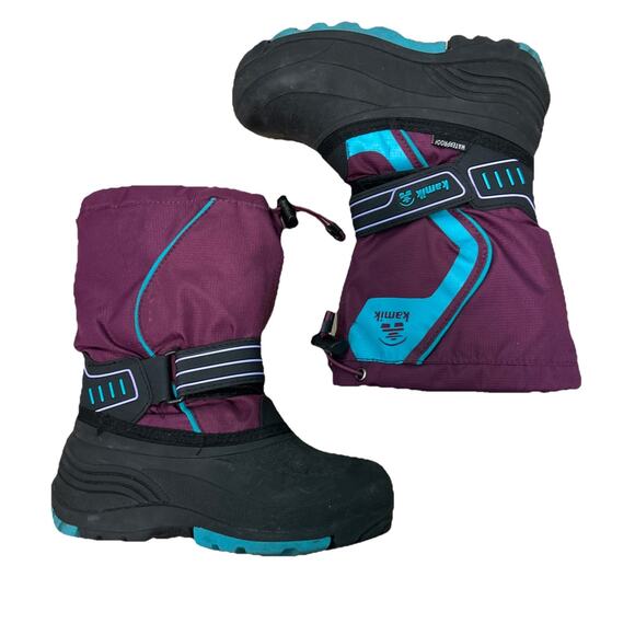 Kamik Big Girls 1 Snowcoast3 Snow Boots Winter Insulated Waterproof Purple Teal - Picture 5 of 9